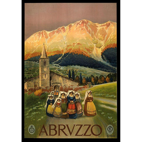 Abruzzo Black Modern Wood Framed Art Print with Double Matting by Vintage Apple Collection