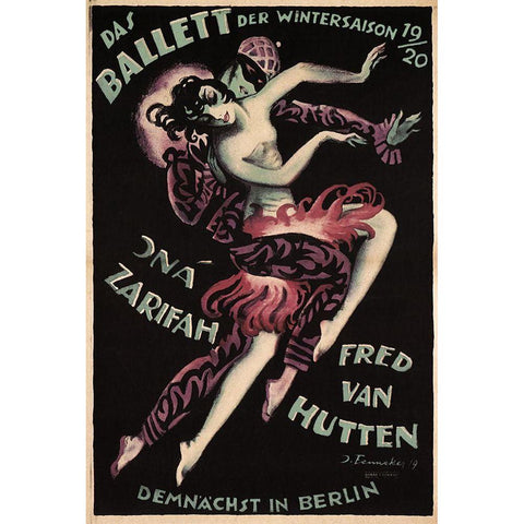 Balletwinter Seas Germany1919 Gold Ornate Wood Framed Art Print with Double Matting by Vintage Apple Collection