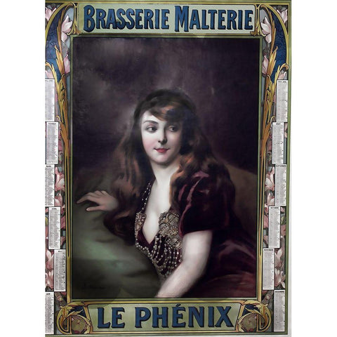 Brasserie Malterie Gold Ornate Wood Framed Art Print with Double Matting by Vintage Apple Collection