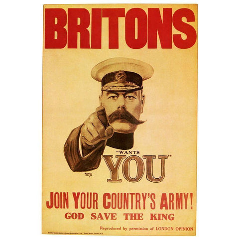 Britons Wants You White Modern Wood Framed Art Print by Vintage Apple Collection