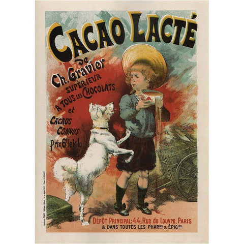 Cacao Lacte France White Modern Wood Framed Art Print by Vintage Apple Collection