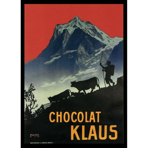 Chocolat Klaus Mountains Switzerland 1910 Gold Ornate Wood Framed Art Print with Double Matting by Vintage Apple Collection