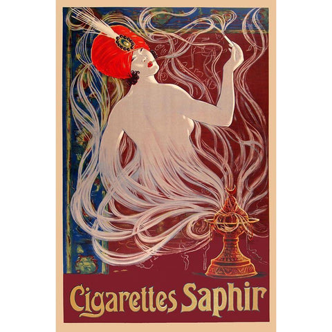 Cigarettes Saphir White Modern Wood Framed Art Print by Vintage Apple Collection