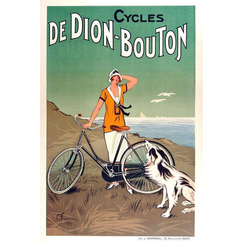 Cycles De Dion Bouton Gold Ornate Wood Framed Art Print with Double Matting by Vintage Apple Collection