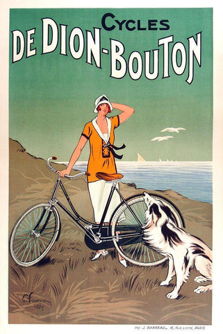 Cycles De Dion Bouton Black Ornate Wood Framed Art Print with Double Matting by Vintage Apple Collection