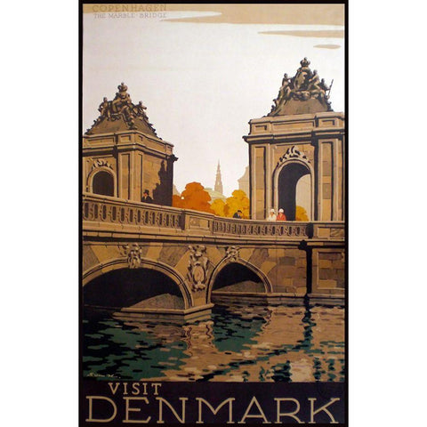 Denmark Gold Ornate Wood Framed Art Print with Double Matting by Vintage Apple Collection