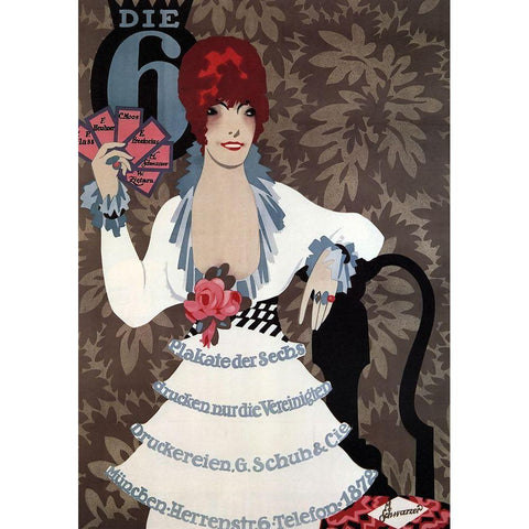 Die6Germany 1914 Whitedress Black Modern Wood Framed Art Print with Double Matting by Vintage Apple Collection