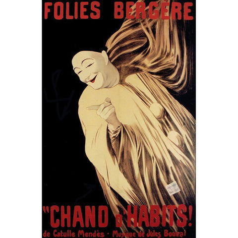 Folies Bergere Chand D Habits Black Modern Wood Framed Art Print with Double Matting by Vintage Apple Collection