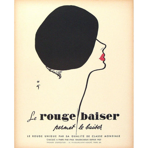 Le Rouge Baiser White Modern Wood Framed Art Print by Vintage Apple Collection