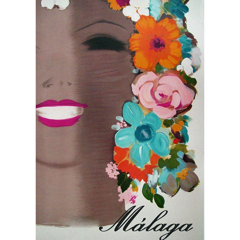 Malaga White Modern Wood Framed Art Print by Vintage Apple Collection