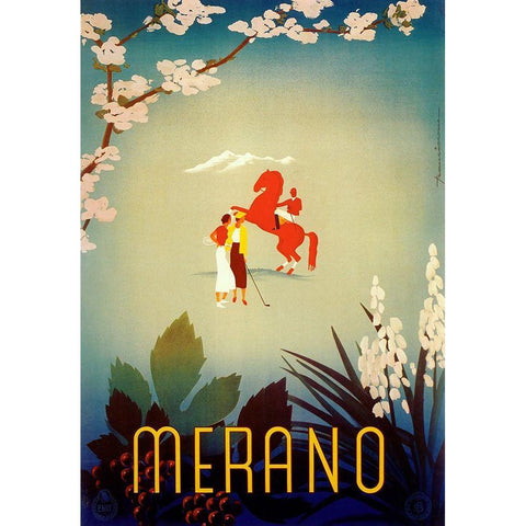 Merano Gold Ornate Wood Framed Art Print with Double Matting by Vintage Apple Collection