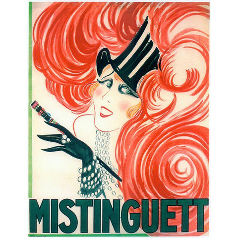 Mistinguett Redhead Cane Black Modern Wood Framed Art Print by Vintage Apple Collection