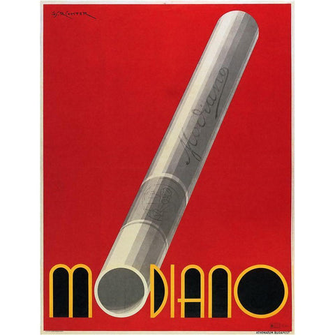 Modiano Cigs Red Italian Gold Ornate Wood Framed Art Print with Double Matting by Vintage Apple Collection