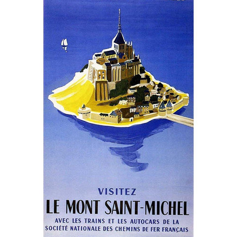 Mont Saint Michel White Modern Wood Framed Art Print by Vintage Apple Collection