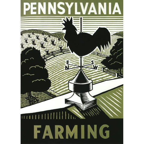 Pennsylvania Farming Weathervane Black Modern Wood Framed Art Print with Double Matting by Vintage Apple Collection