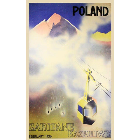 Poland White Modern Wood Framed Art Print by Vintage Apple Collection