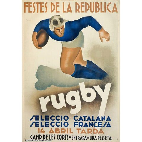 Rugby White Modern Wood Framed Art Print by Vintage Apple Collection