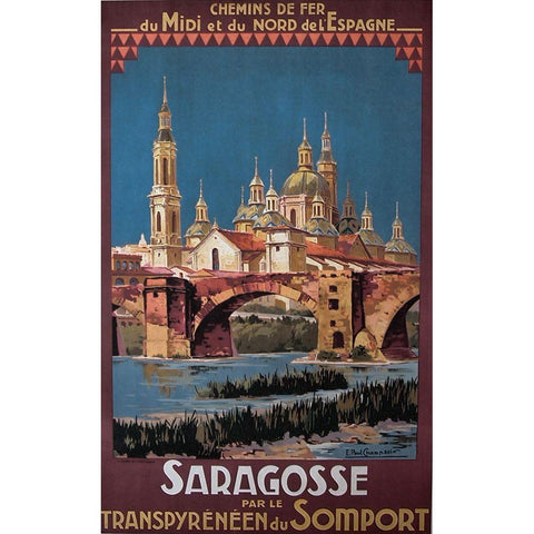 Saragosse Gold Ornate Wood Framed Art Print with Double Matting by Vintage Apple Collection