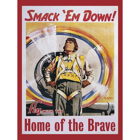 Smackdown Marines White Modern Wood Framed Art Print by Vintage Apple Collection