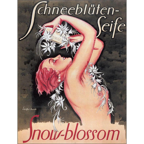 Snowblossom Soap Austria Black Modern Wood Framed Art Print with Double Matting by Vintage Apple Collection