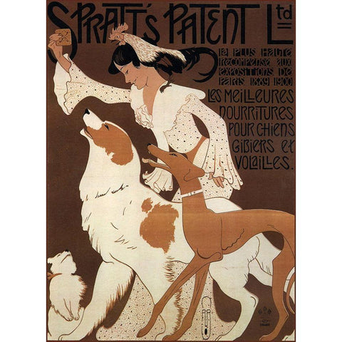 Spratts Dogs White Modern Wood Framed Art Print by Vintage Apple Collection