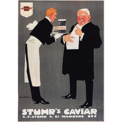 Stuhrs1909 Caviar Hamburg White Modern Wood Framed Art Print by Vintage Apple Collection