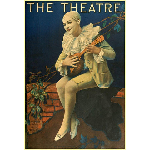 The Theater Magazine Ukelele Gold Ornate Wood Framed Art Print with Double Matting by Vintage Apple Collection