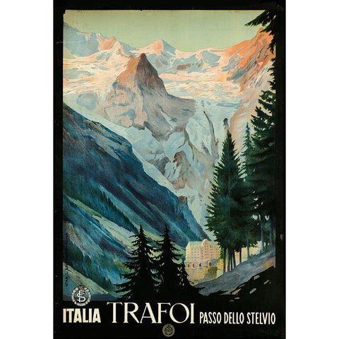 Trafoi Passo Dello Stelvio Black Modern Wood Framed Art Print with Double Matting by Vintage Apple Collection