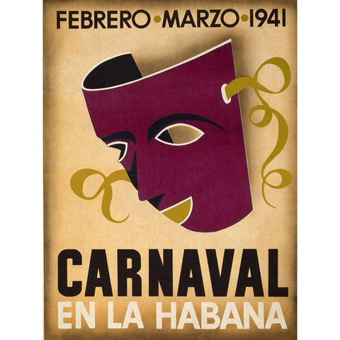 Trav Carnaval Enla Habana Gold Ornate Wood Framed Art Print with Double Matting by Vintage Apple Collection