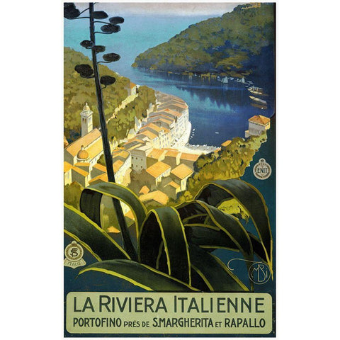 Trav Riviera Italienne Gold Ornate Wood Framed Art Print with Double Matting by Vintage Apple Collection