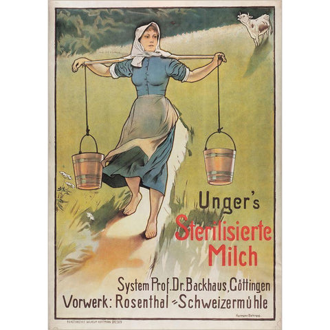 Ungers Milk Germany 1898 White Modern Wood Framed Art Print by Vintage Apple Collection