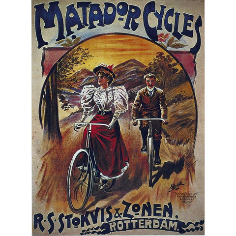 Bike 41 Gold Ornate Wood Framed Art Print with Double Matting by Vintage Apple Collection