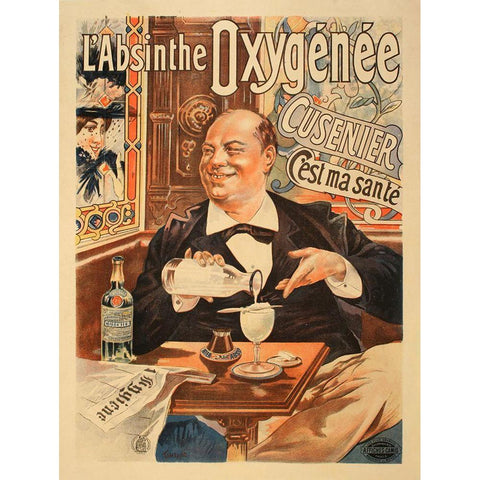 Absinthe Oxegenee Gold Ornate Wood Framed Art Print with Double Matting by Vintage Apple Collection