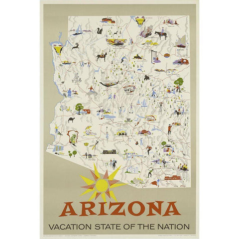 Arizona Black Modern Wood Framed Art Print with Double Matting by Vintage Apple Collection