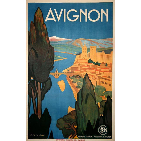 Avignon Gold Ornate Wood Framed Art Print with Double Matting by Vintage Apple Collection