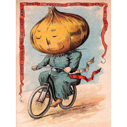 Bike Onion Black Modern Wood Framed Art Print with Double Matting by Vintage Apple Collection