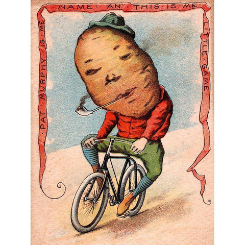 Bike Potato Black Modern Wood Framed Art Print with Double Matting by Vintage Apple Collection