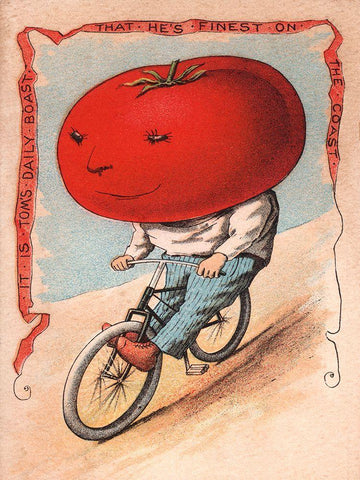 Bike Tomato Black Ornate Wood Framed Art Print with Double Matting by Vintage Apple Collection