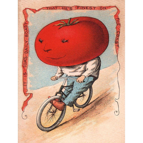 Bike Tomato Black Modern Wood Framed Art Print by Vintage Apple Collection