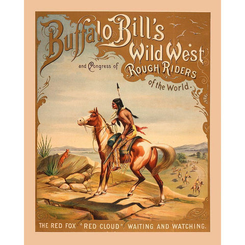 Buffalo Bills Wild West I White Modern Wood Framed Art Print by Vintage Apple Collection