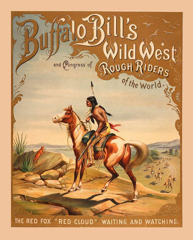 Buffalo Bills Wild West I Black Ornate Wood Framed Art Print with Double Matting by Vintage Apple Collection