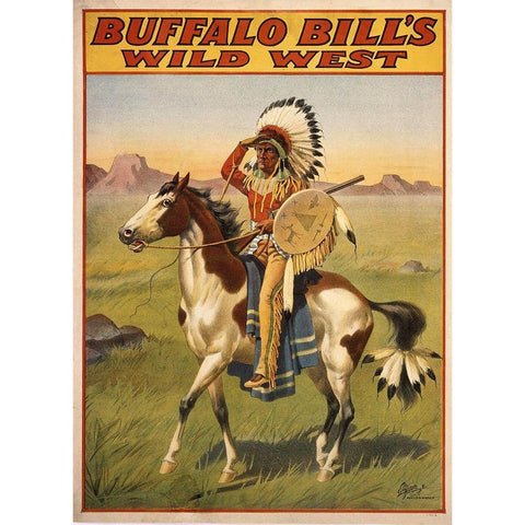 Buffalo Bills Wild West IV Black Modern Wood Framed Art Print with Double Matting by Vintage Apple Collection