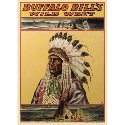 Buffalo Bills Wild West V Black Modern Wood Framed Art Print with Double Matting by Vintage Apple Collection