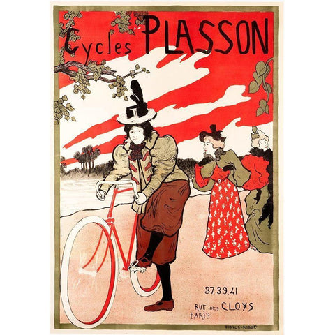 Cycles Plasson White Modern Wood Framed Art Print by Vintage Apple Collection