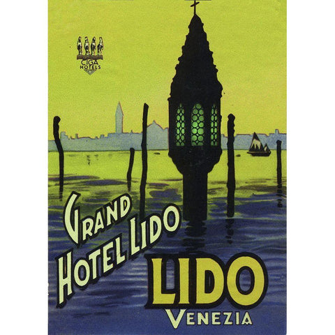 Grand Hotel Lido Black Modern Wood Framed Art Print with Double Matting by Vintage Apple Collection