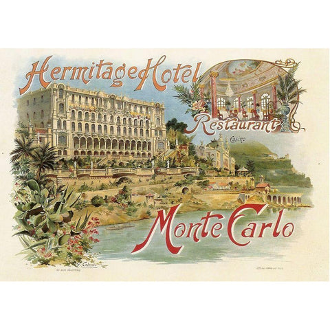 Hotel Hermitage Gold Ornate Wood Framed Art Print with Double Matting by Vintage Apple Collection