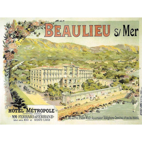 Hotel Metropole Black Modern Wood Framed Art Print with Double Matting by Vintage Apple Collection