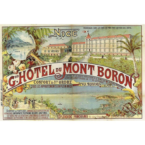 Hotel Mont Baron Black Modern Wood Framed Art Print with Double Matting by Vintage Apple Collection