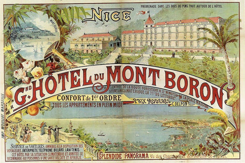 Hotel Mont Baron Black Ornate Wood Framed Art Print with Double Matting by Vintage Apple Collection