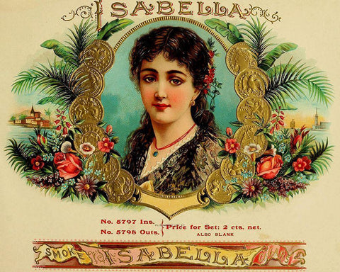 Isabella Cigar (2) Black Ornate Wood Framed Art Print with Double Matting by Vintage Apple Collection